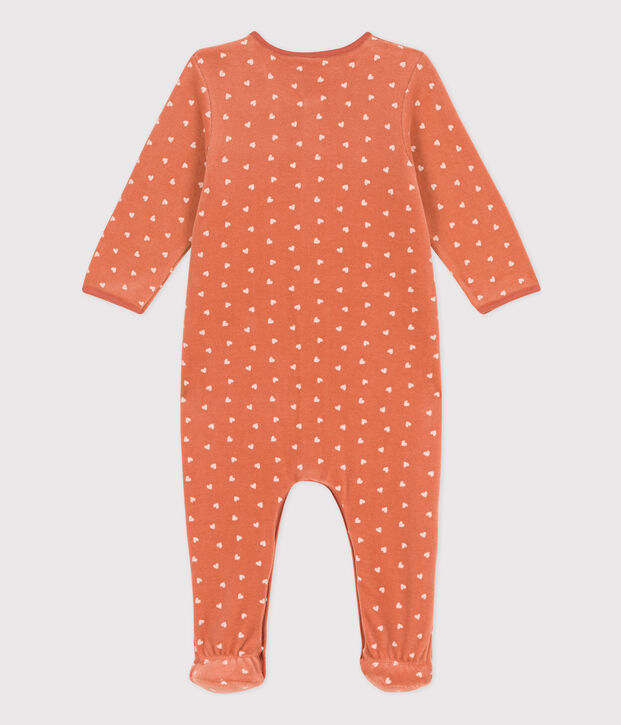 Pelele de terciopelo estampado para beb&eacute; rosa/crudo