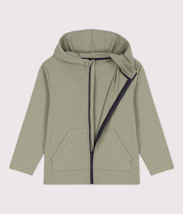 Sudadera con capucha y cremallera de ni&ntilde;o verde