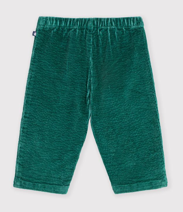 Pantal&oacute;n de terciopelo liso para beb&eacute; verde