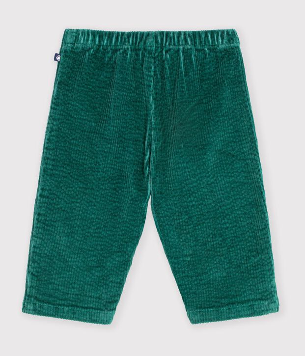 Pantal&oacute;n de terciopelo liso para beb&eacute; verde