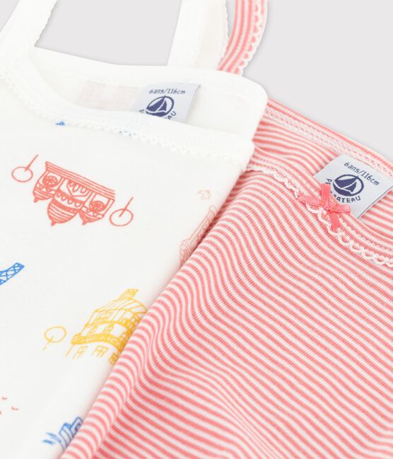 Juego de 2 camisas de tirantes de París de algodón de niña variante 1
