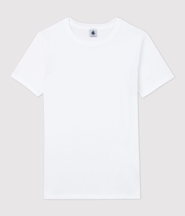 Camiseta de cuello redondo emblem&aacute;tica de algod&oacute;n de mujer blanco