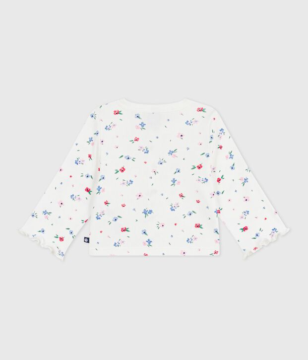 C&aacute;rdigan de algod&oacute;n con estampado de flores para beb&eacute; blanco/multicolor