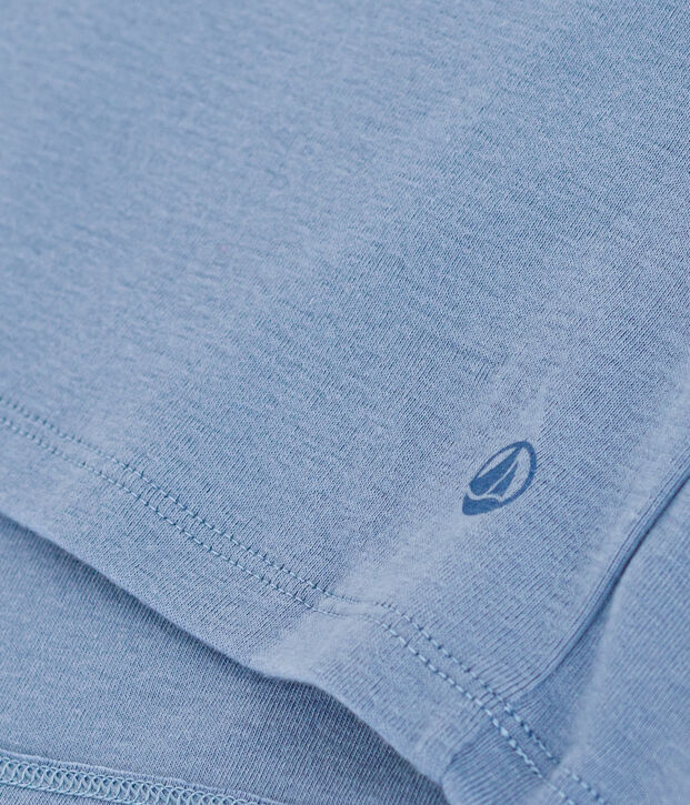 Camiseta La Ic&oacute;nica lisa de algod&oacute;n con cuello de pico para mujer azul