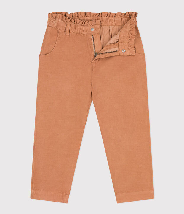 Pantal&oacute;n recto de terciopelo para ni&ntilde;a rosa