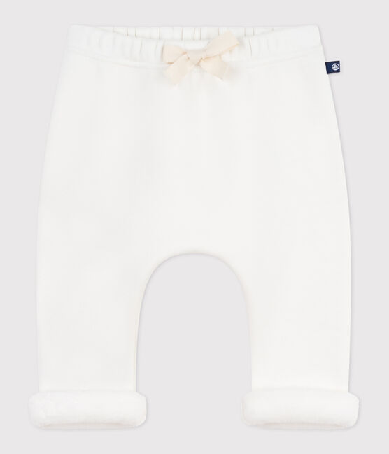 Pantalón liso de algodón suave y cálido para bebé crudo MILK