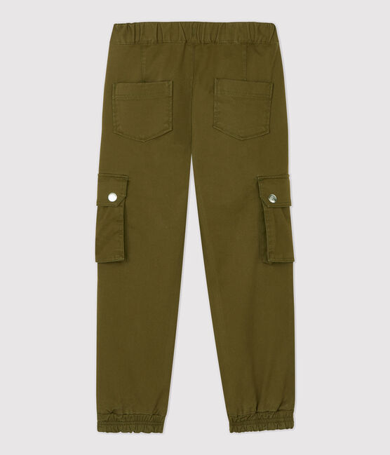 Pantalón cargo de gabardina de algodón de niño verde MILITARY