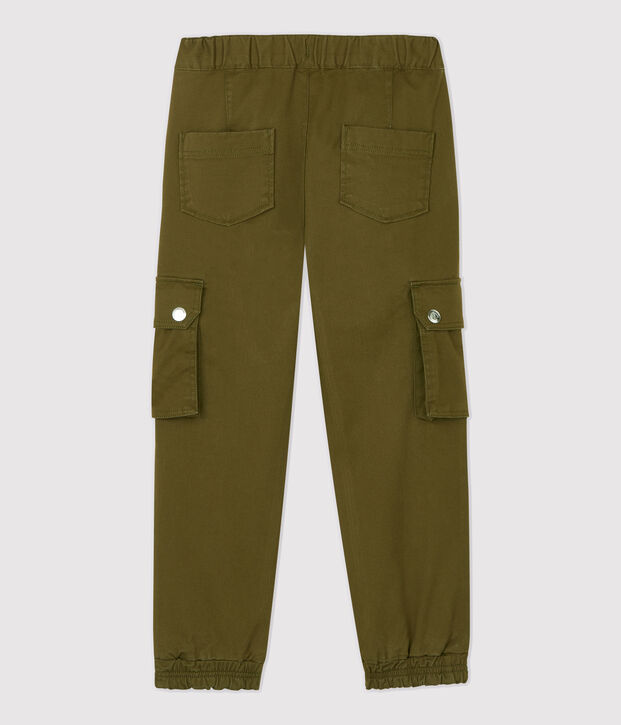 Pantal&oacute;n cargo de gabardina de algod&oacute;n de ni&ntilde;o verde