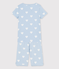 Pijama corto azul de corazón de algodón ecológico de niña azul JASMIN/blanco MARSHMALLOW