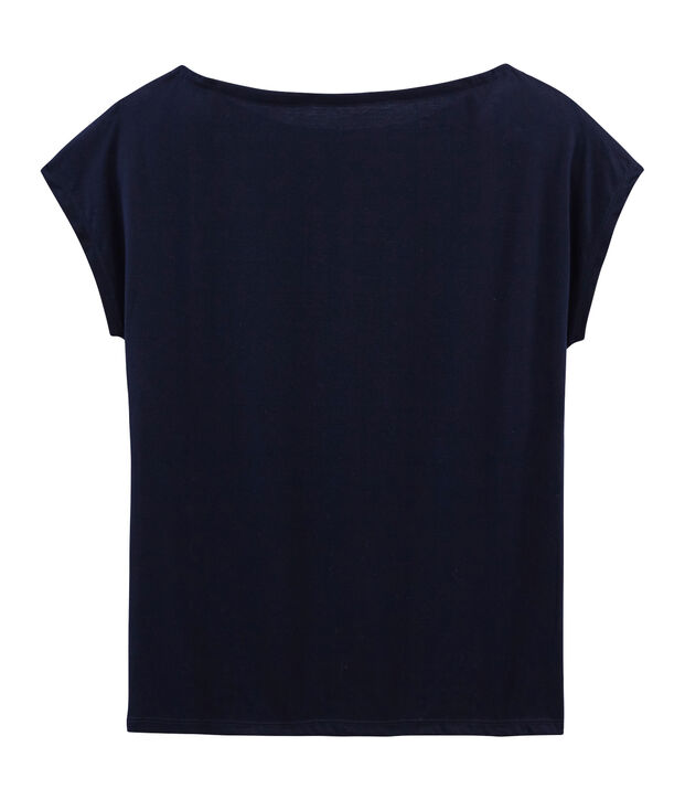 Camiseta manga corta de algod&oacute;n sea island para mujer azul