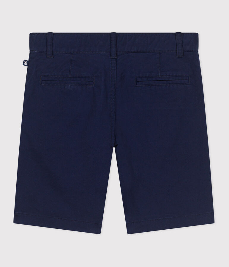 Bermudas cortas infantiles de algod&oacute;n liso azul