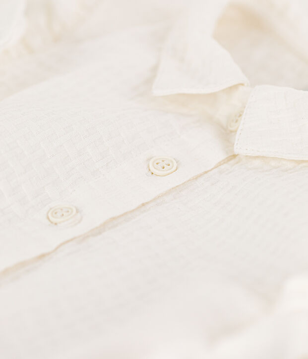 Vestido sin mangas de tejido milrayas para ni&ntilde;a blanco