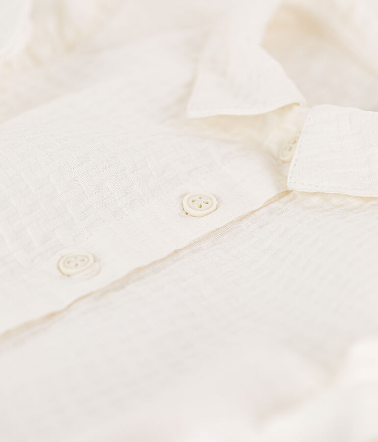 Vestido sin mangas de tejido milrayas para ni&ntilde;a blanco MARSHMALLOW