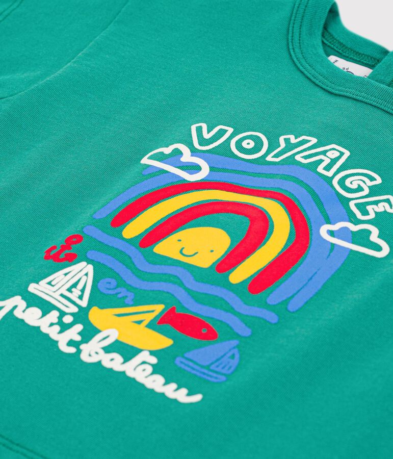 Camiseta de algod&oacute;n de manga corta con motivo de gaviota para beb&eacute; verde GREENY