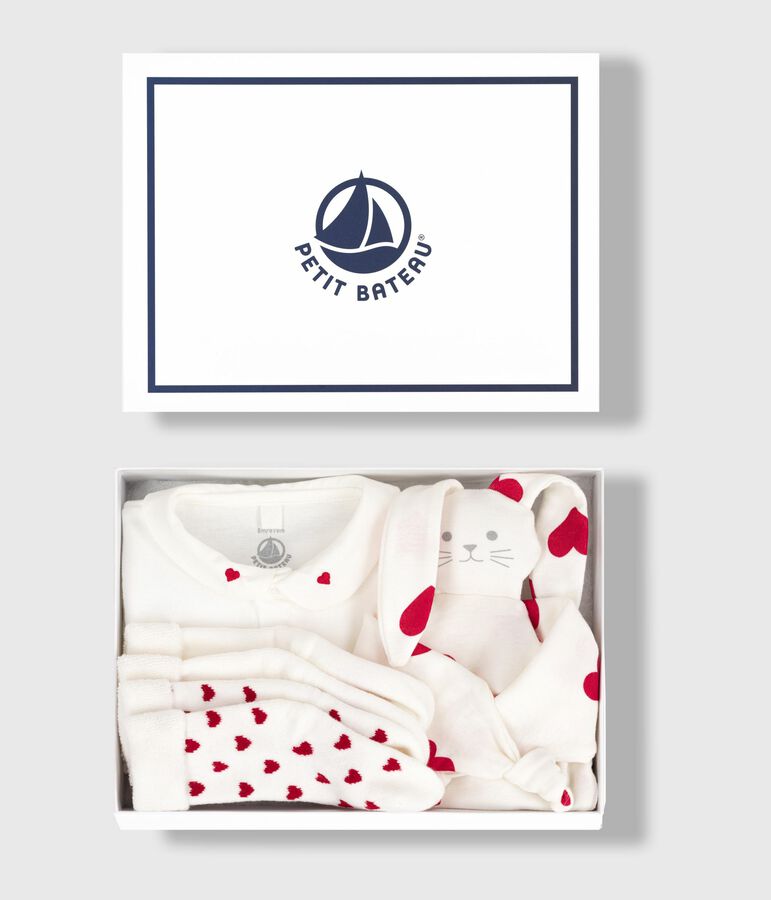 Conjunto de regalo con body, doudou y calcetines de algod&oacute;n para reci&eacute;n nacido multicolor