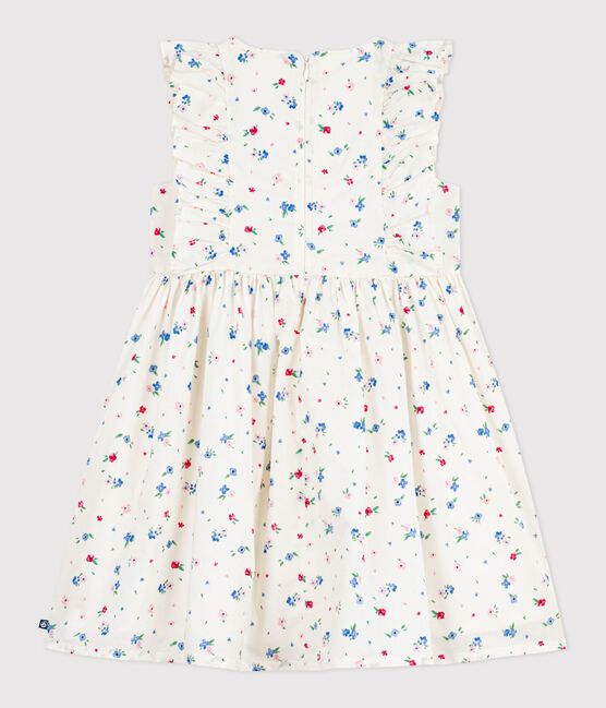 Vestido infantil sin mangas de algodón con estampado de flores blanco MARSHMALLOW/blanco MULTICO