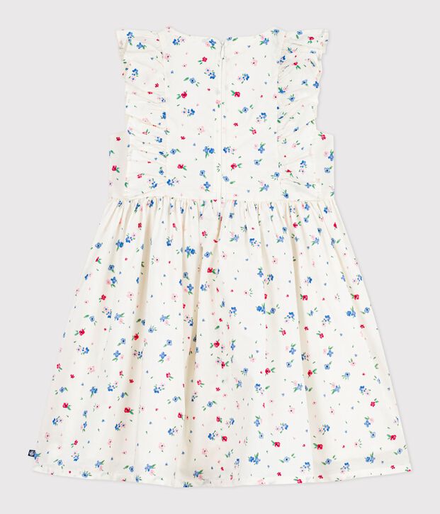Vestido infantil sin mangas de algod&oacute;n con estampado de flores blanco/multicolor