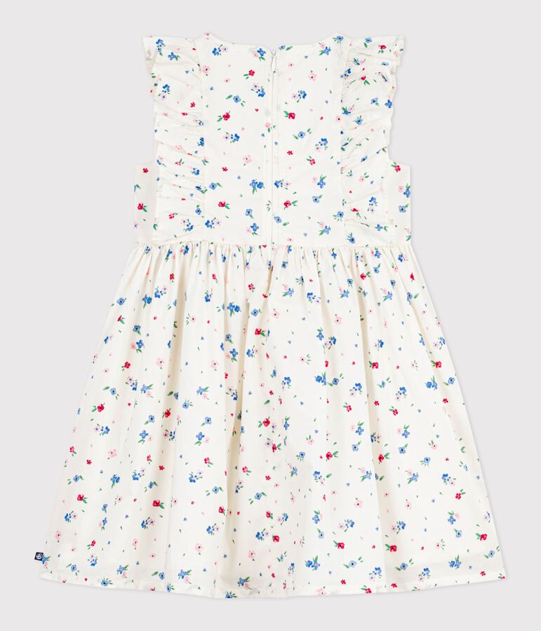 Vestido infantil sin mangas de algod&oacute;n con estampado de flores blanco/multicolor