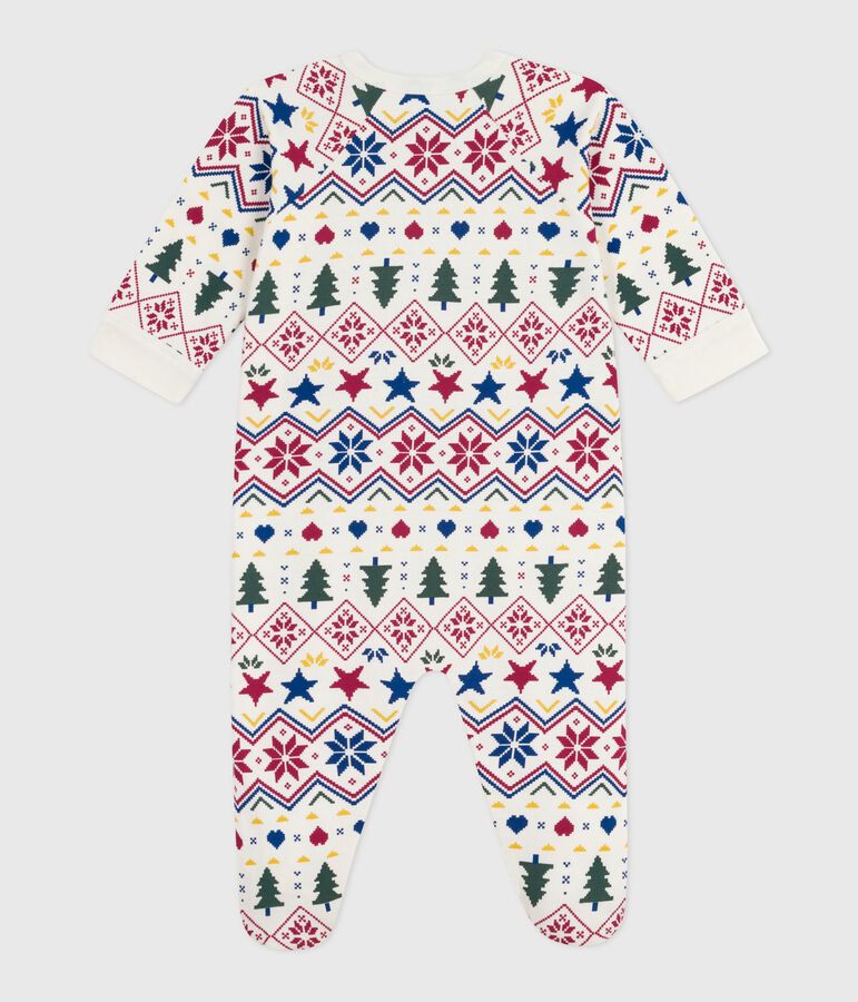 Pijama de felpa cepillada con cremallera y estampado de Navidad para beb&eacute; crudo/multicolor