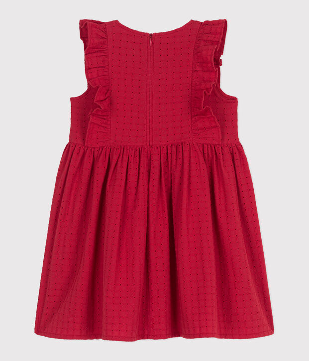 Vestido infantil de algod&oacute;n sin mangas rojo