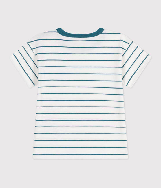 Camiseta de manga corta de algodón a rayas para bebé verde MARSHMALLOW/ DRAGONFLY