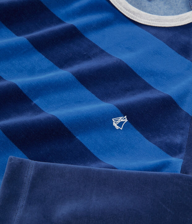 Pijama de terciopelo para ni&ntilde;o azul/azul
