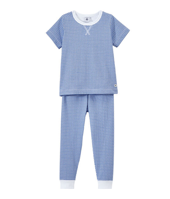 Pijama de manga corta en túbico para niño blanco ECUME/azul PERSE