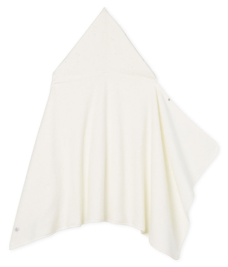 Capa de ba&ntilde;o de rizo para beb&eacute; blanco