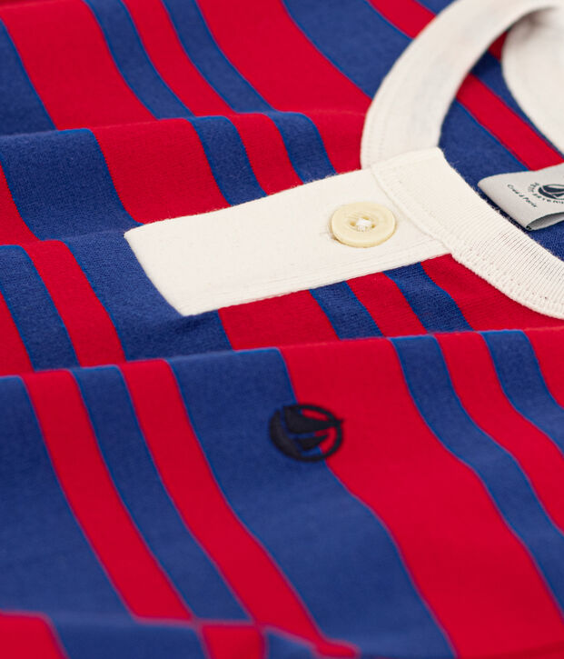 Camiseta de algod&oacute;n a rayas para ni&ntilde;a azul/rojo