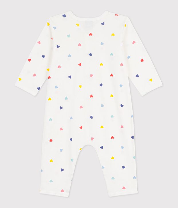 Pijama sin pies de algod&oacute;n con estampado de corazones para beb&eacute; blanco/multicolor