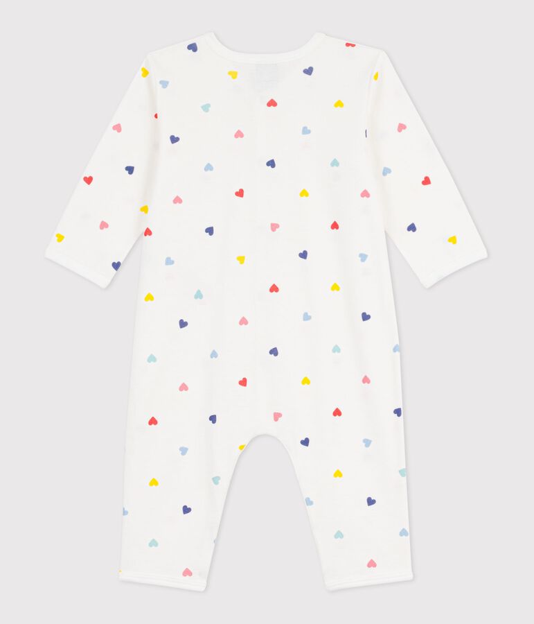 Pijama sin pies de algod&oacute;n con estampado de corazones para beb&eacute; blanco/multicolor
