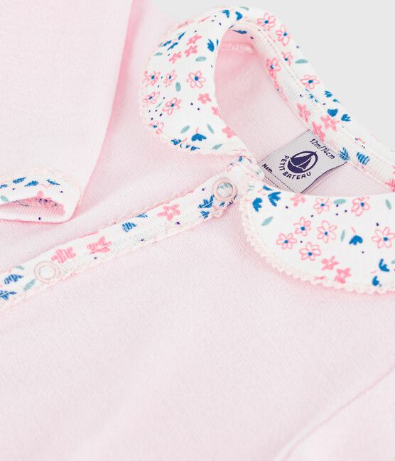 Pijama liso de terciopelo con cuello para bebé rosa BARELY