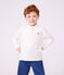 Polo infantil liso de manga larga de algod&oacute;n blanco