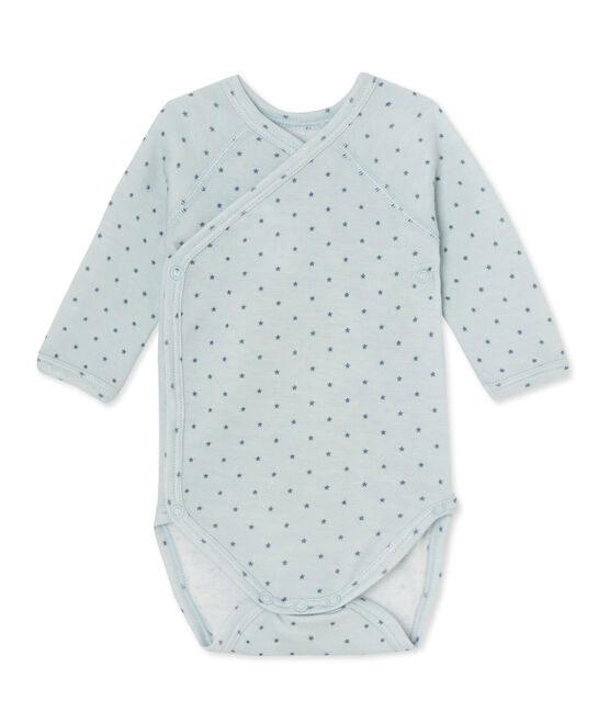 Body de manga larga de lana y algodón de primera puesta para bebé niño azul FRAICHEUR/gris TEMPETE