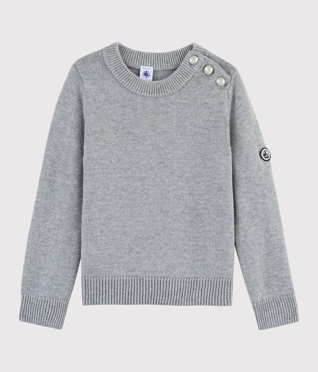 Jersey de lana y algod&oacute;n para ni&ntilde;a gris