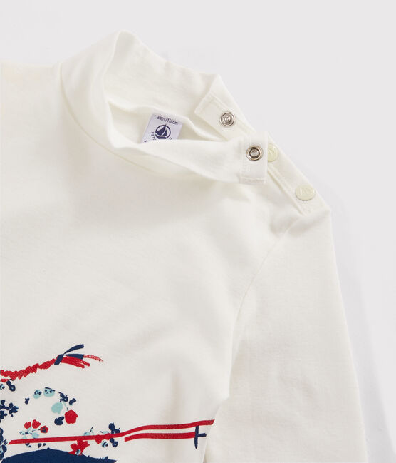 Jersey de cuello alto serigrafiado para niña blanco MARSHMALLOW