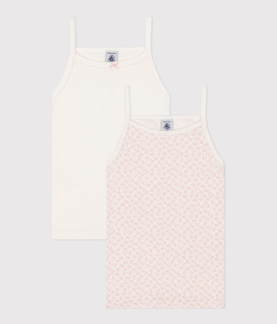 Juego de 2 camisetas de tirantes infantiles de algodón con flores variante 1
