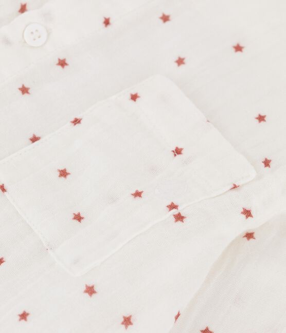 Camisa de gasa de algodón estampada para niño blanco MARSHMALLOW/rojo OMBRIE