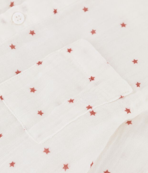 Camisa de gasa de algod&oacute;n estampada para ni&ntilde;o blanco/marron