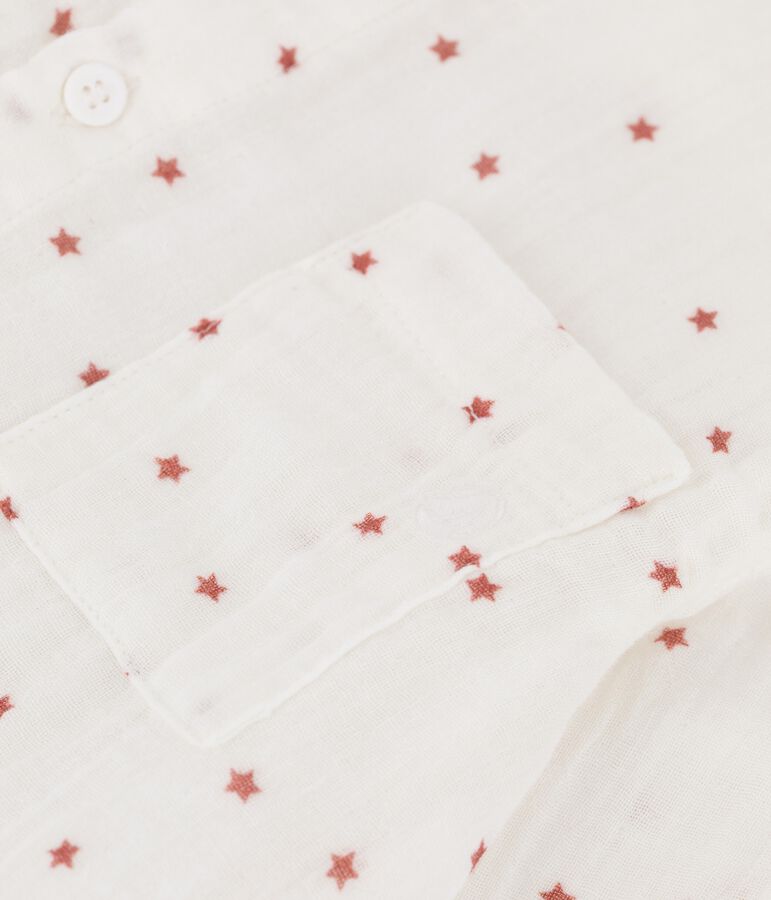 Camisa de gasa de algod&oacute;n estampada para ni&ntilde;o blanco MARSHMALLOW/rojo OMBRIE