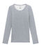 Camiseta de manga larga de algodón y lana para mujer azul TURQUIN/blanco MARSHMALLOW