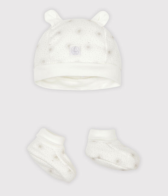 Juego de gorro de nacimiento y patucos para bebé de túbico. variante 1