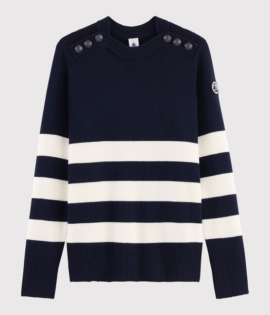 Jersey marinero de lana de mujer azul SMOKING/blanco MARSHMALLOW