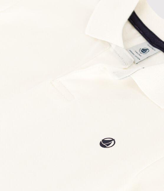 Polo de manga corta de algodón para niño blanco MARSHMALLOW