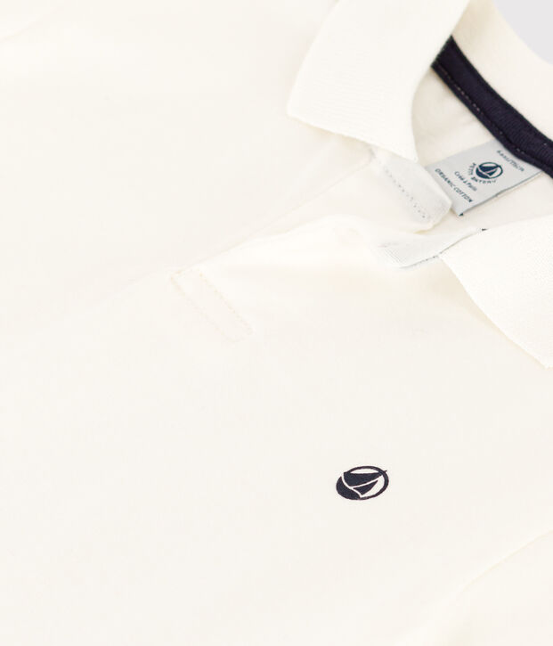 Polo de manga corta de algod&oacute;n para ni&ntilde;o blanco