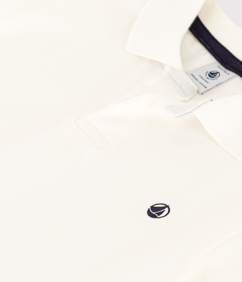 Polo de manga corta de algod&oacute;n para ni&ntilde;o blanco