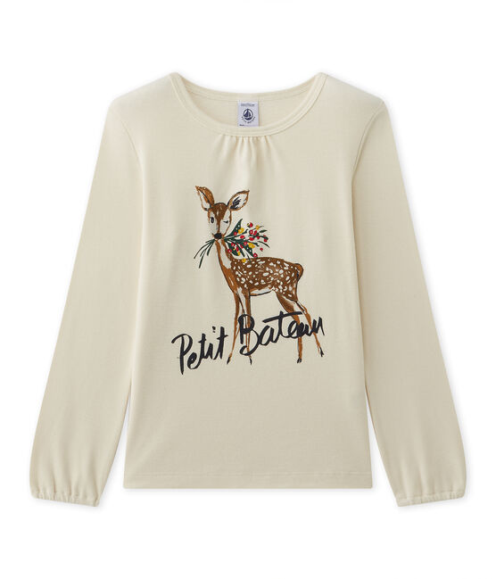 Camiseta estampada de manga larga para niña beige COQUILLE/rojo FROUFROU
