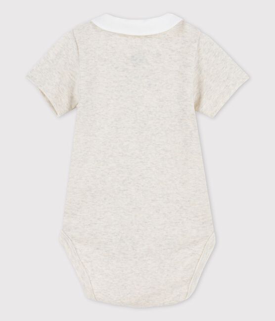 Bodi con cuello y manga corta de algodón ecológico para bebé beige MONTELIMAR CHINE