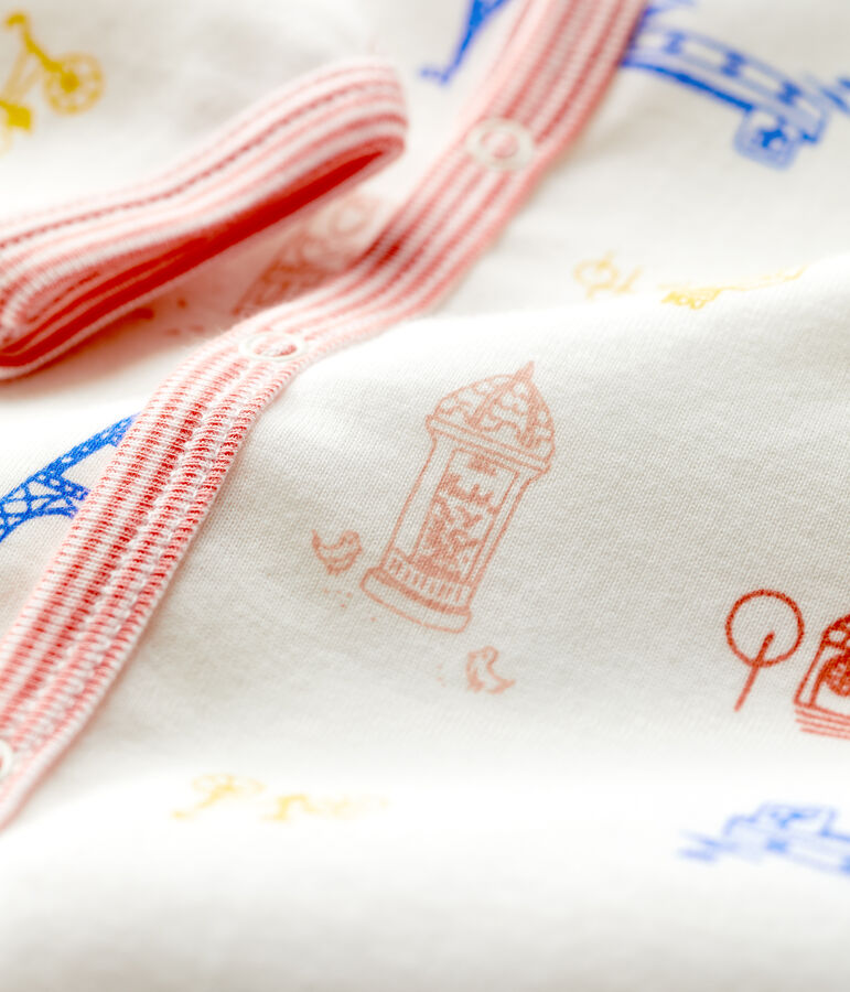 Pelele de beb&eacute; de Par&iacute;s sin pies de algod&oacute;n blanco/multicolor