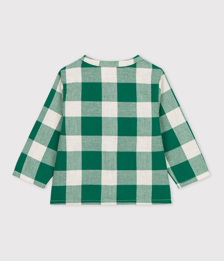 Camisa de franela de manga larga a cuadros para beb&eacute; MATCHA/crudo